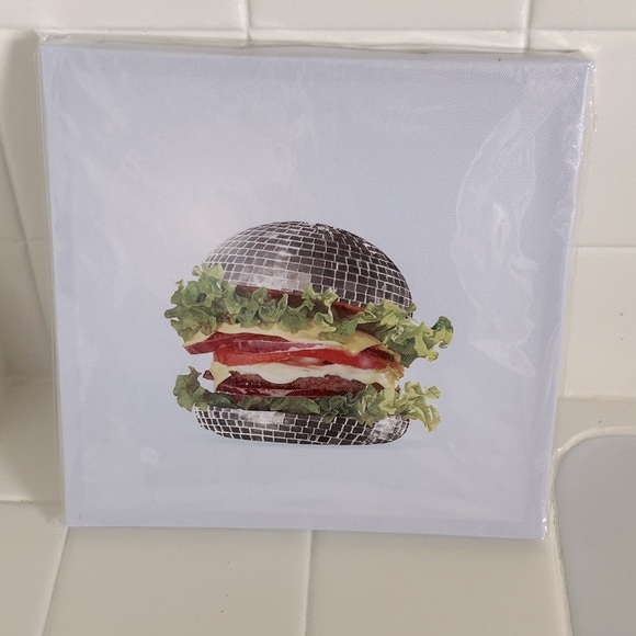 Meet You at The Disco Burger Canvas 8 x 8 Wall Art Small Spaces NEW Easy Hang - Picture 4 of 5